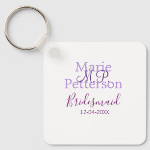 Porte-clés Monogramme ajouter nom lettre demoiselle d'honneur