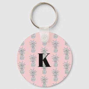 Porte-clés Monogramme Ananas rose Motif tropical