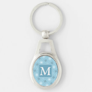 Porte-clés Monogramme ange bleu cercles motif
