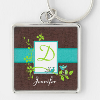 Porte-clés Monogramme Aqua, Brown, vert, Porte - clé Oiseaux