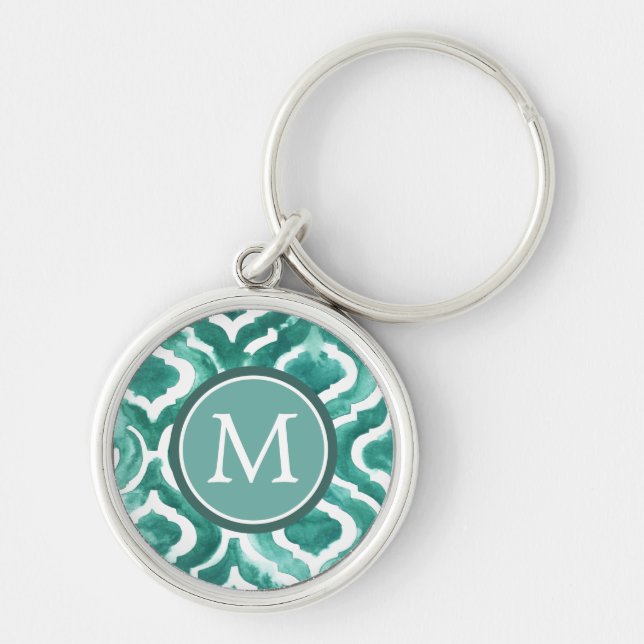 Porte-clés Monogramme | Aquamarine Motif IV (Devant)