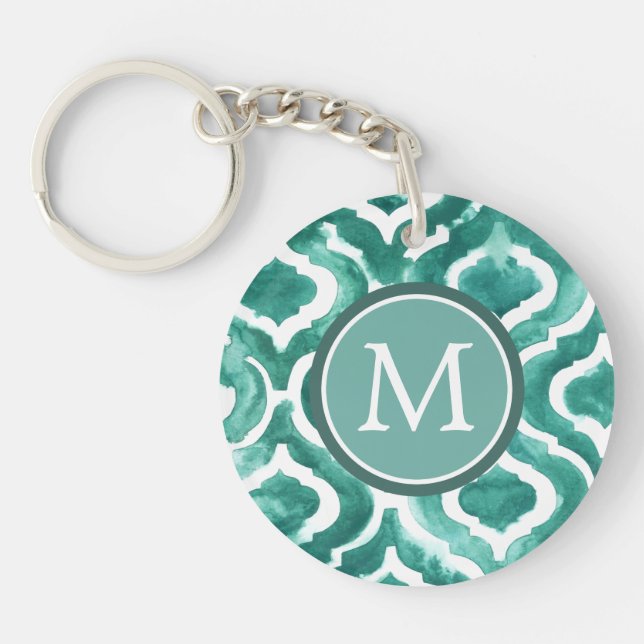 Porte-clés Monogramme | Aquamarine Motif IV (Devant)