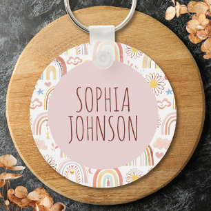 Porte-clés Monogramme Arc-en-ciel Colorés et Fleurs de Margue