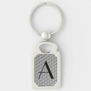 Porte-clés Monogramme Art déco Motif de vague d'argent