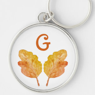 Porte-clés Monogramme Automne Chute Folithe Orange Feuilles