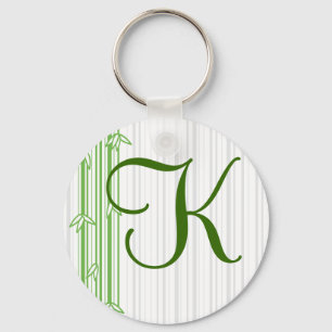 Porte-clés Monogramme avec Arrière - plan Bambou - Lettre K