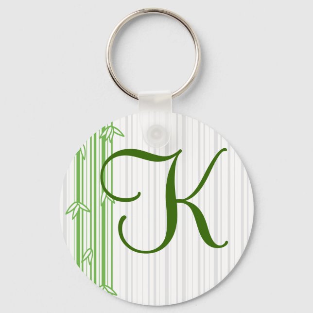 Porte-clés Monogramme avec Arrière - plan Bambou - Lettre K (Recto)