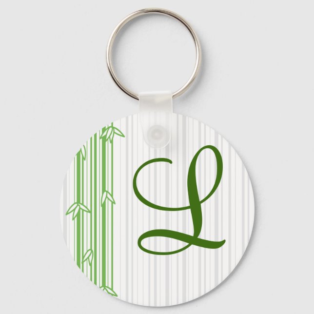 Porte-clés Monogramme avec Arrière - plan bambou - Lettre L (Recto)