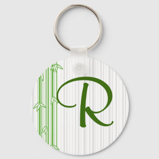 Porte-clés Monogramme avec Arrière - plan bambou - Lettre R