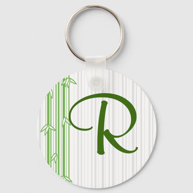 Porte-clés Monogramme avec Arrière - plan bambou - Lettre R (Recto)