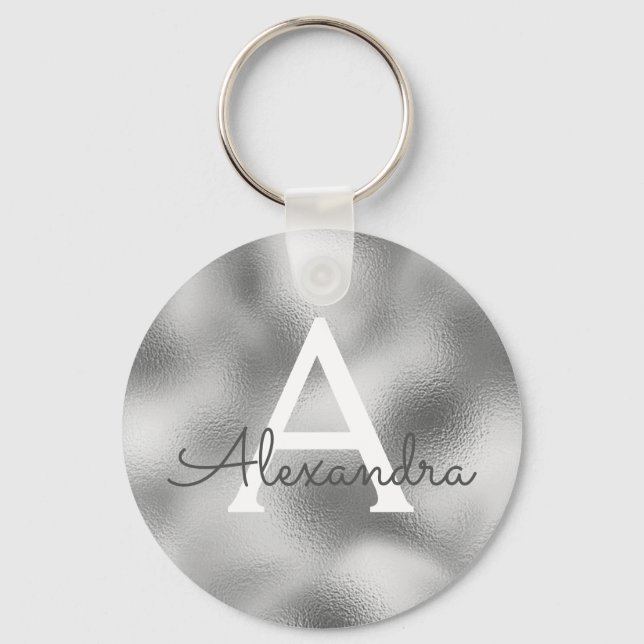 Porte-clés Monogramme avec feuille d'argent et éclat (Recto)