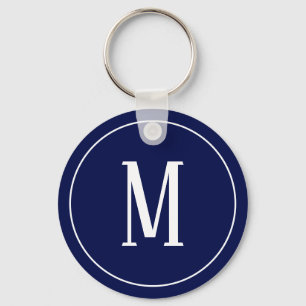 Porte-clés Monogramme blanc sur Porte - clé bleu marine