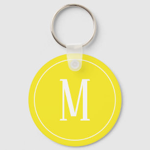 Porte-clés Monogramme blanc sur Porte - clé jaune