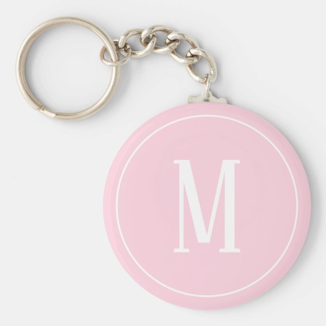 Porte-clés Monogramme blanc sur Porte - clé rose clair (Devant)