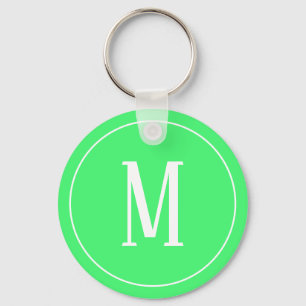 Porte-clés Monogramme blanc sur Porte - clé vert clair