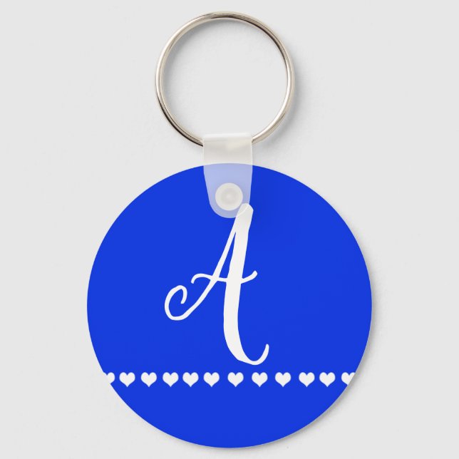 Porte-clés Monogramme bleu et blanc initial (Recto)