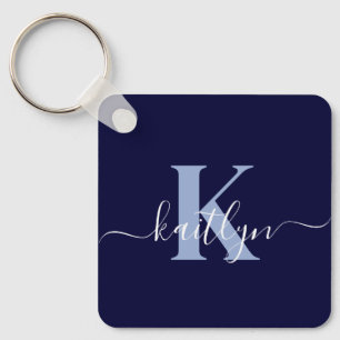 Porte-clés Monogramme bleu marine moderne