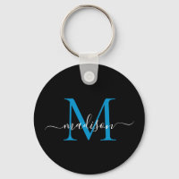Monogramme bleu noir Nom Élégant Script moderne