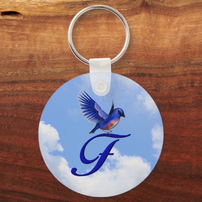Porte-clés Monogramme Bluebird initiale F (Recto)