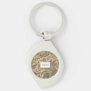 Porte-clés Monogramme botanique floral sépia vintage