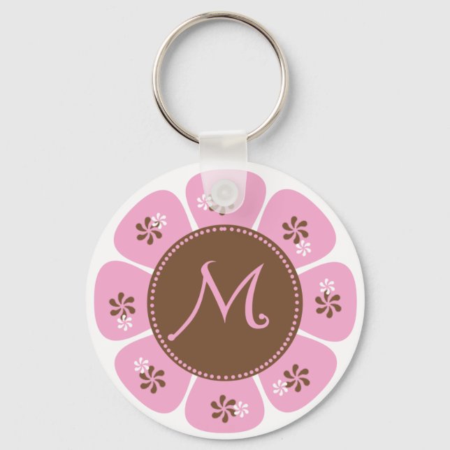Porte-clés Monogramme Brown et rose M (Recto)