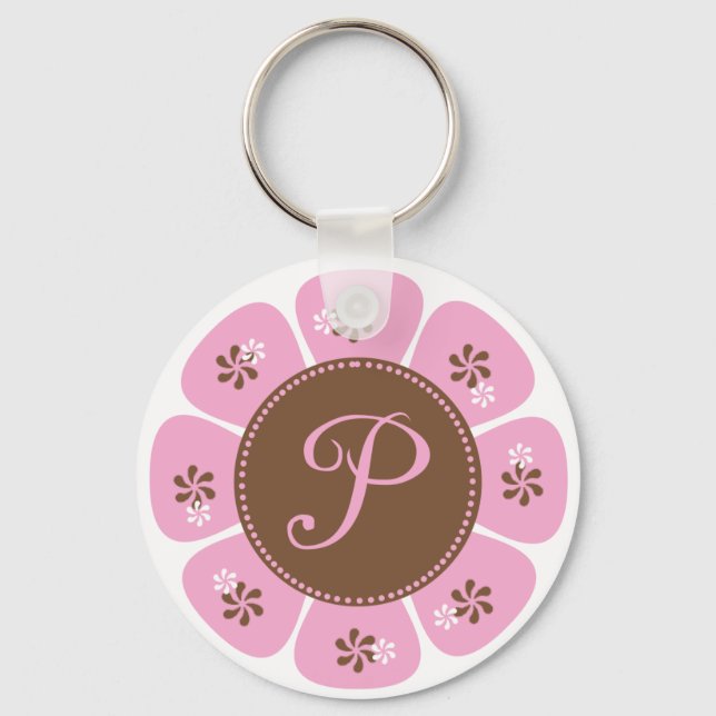 Porte-clés Monogramme Brown et rose P (Recto)