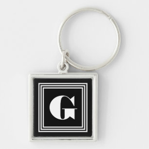 Porte-clés Monogramme Cadre Gras 3   Noir & Blanc
