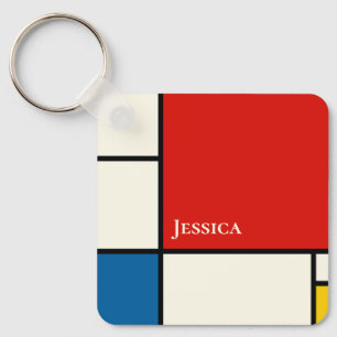 Porte-clés Monogramme Carré De Stijl Inspiré