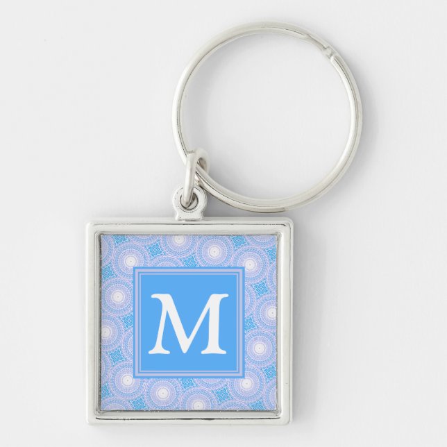Porte-clés Monogramme Cercles bleu électrique motif (Devant)