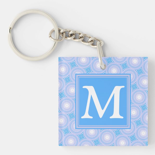 Porte-clés Monogramme Cercles bleu électrique motif (Devant)