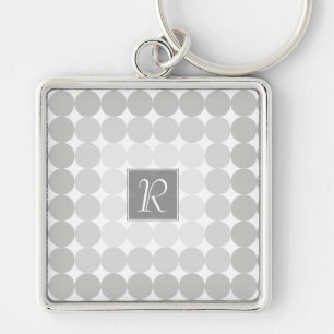 Porte-clés Monogramme Cercles Gris Moderne