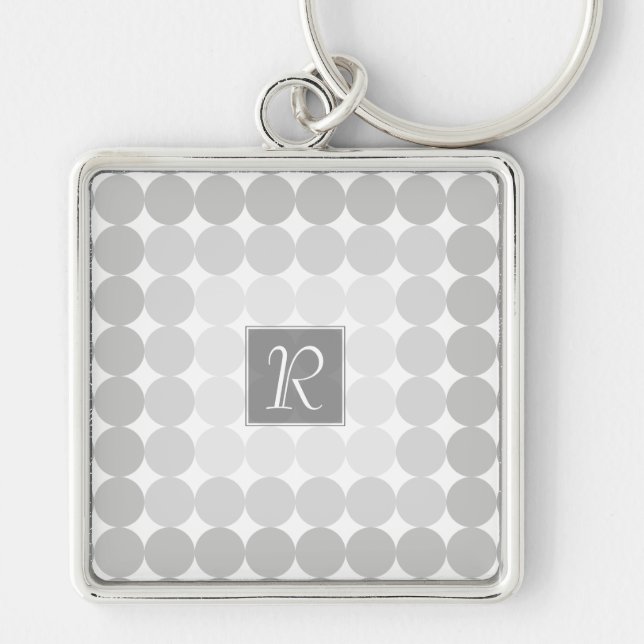 Porte-clés Monogramme Cercles Gris Moderne (Devant)