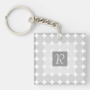 Porte-clés Monogramme Cercles Gris Moderne