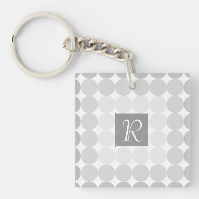 Porte-clés Monogramme Cercles Gris Moderne (Devant)