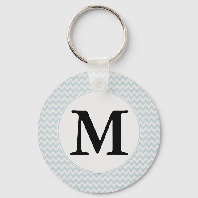Porte-clés Monogramme Chevron bleu clair (Recto)