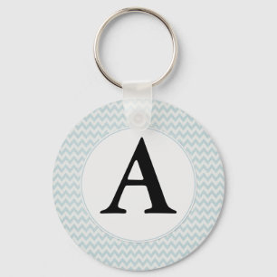 Porte-clés Monogramme Chevron bleu clair
