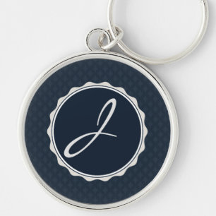 Porte-clés Monogramme chic de coutume de bleu marine