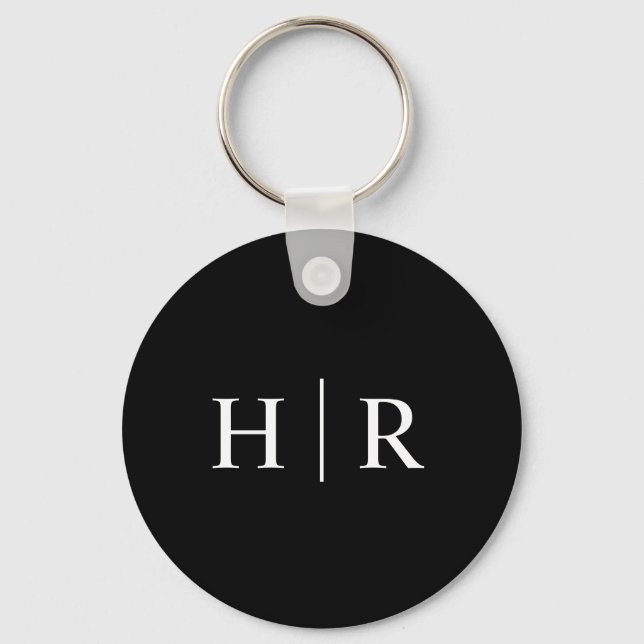 Porte-clés Monogramme Classique Minimal Noir Blanc (Recto)