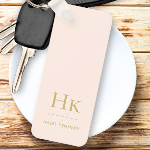 Porte-clés Monogramme classique minimaliste moderne Blush Gol