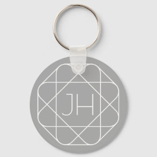 Porte-clés Monogramme Cool, Style de Logo Hip Vibe Gris & B