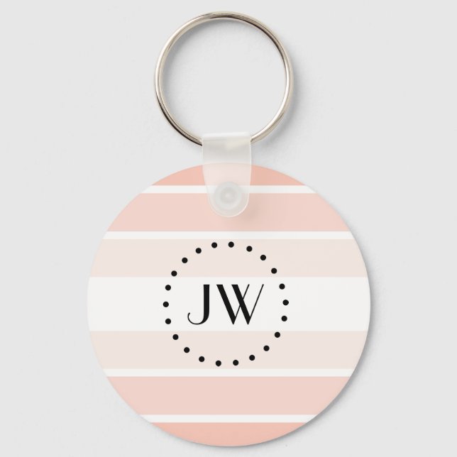 Porte-clés Monogramme Corail rose clair Pastel Stripes Porte  (Recto)