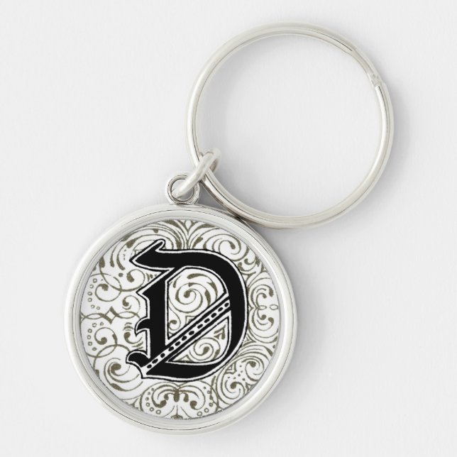 Porte-clés Monogramme "D" en gris (Devant)