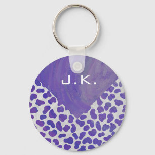 Porte-clés Monogramme Dalmatien violet et blanc