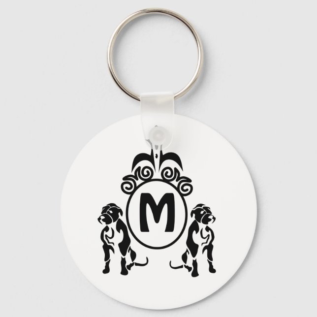 Porte-clés Monogramme de chien à deux gardes (Recto)