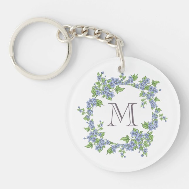 Porte-clés Monogramme de couronne florale (Devant)