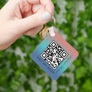 Porte-clés Monogramme de dégradé de code QR d'entreprise