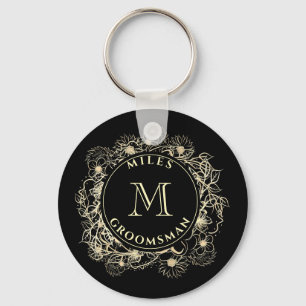 Porte-clés monogramme de garçon d'honneur en or no