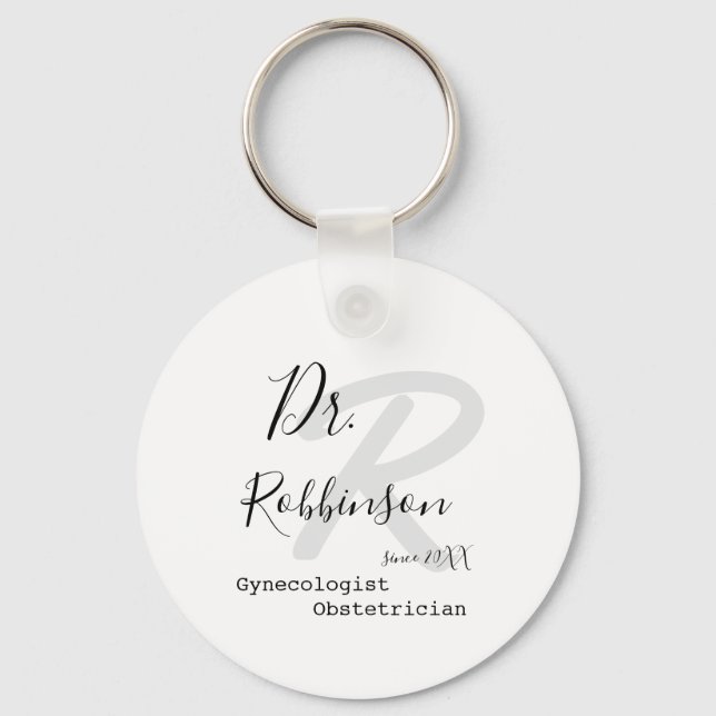 Porte-clés Monogramme de gynécologue obstétricien sur mesure (Recto)