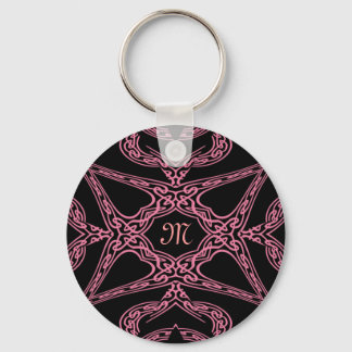 Porte-clés monogramme de kaléidoscope rose
