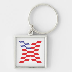 Porte-clés Monogramme de la lettre X Drapeau des États-Unis